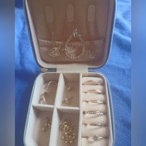 Jewelry box and gold color jewelry.